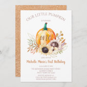 リトルパンプキンガールファースト誕生日 招待状 (正面/裏面)