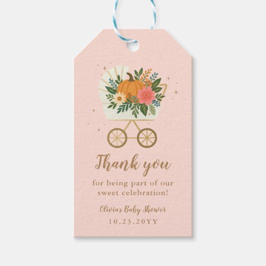 リトルパンプキンガールベイビーシャワーサンクス ギフトタグ (正面)