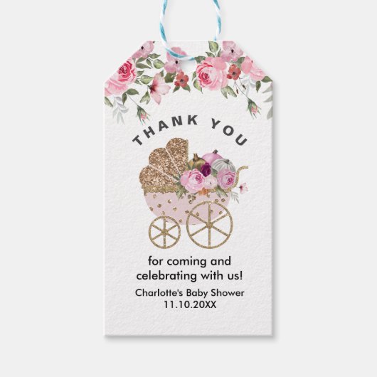 リトルパンプキンガールベビーシャワー ギフトタグ (正面)