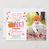 リトルパンプキンガール誕生日招待状と写真 招待状 (正面)