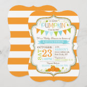 リトルパンプキンストライププリントベビーシャワー招待状 招待状 (正面/裏面)