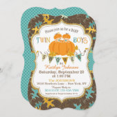 リトルパンプキンツインボーイズ紅葉ベビーシャワー 招待状 (正面/裏面)