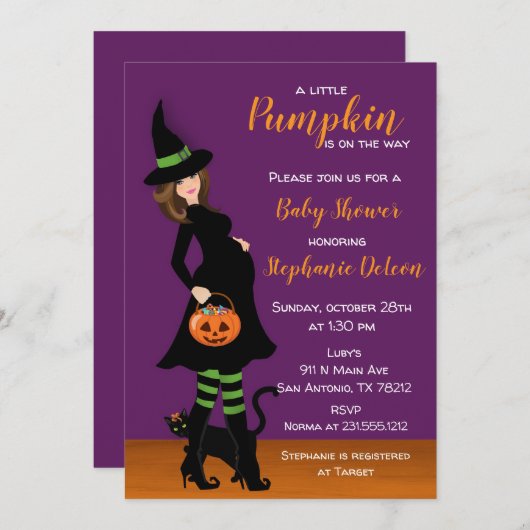 リトルパンプキンハロウィーンベビーシャワー招待状 招待状 (正面/裏面)