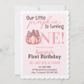 リトルパンプキンパステルピンク　秋　ファースト　1歳　誕生日 招待状 (正面)