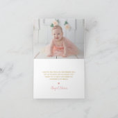 リトルパンプキンピンクゴールドフラワーファーストバースデー写真 サンキューカード (内部)