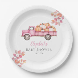 リトルパンプキンピンクベイビーシャワーフォトバックドロップ ペーパープレート