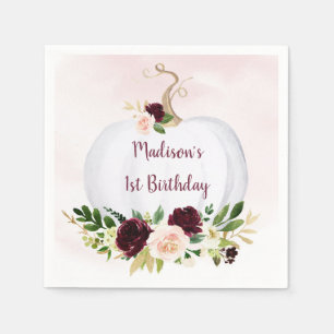 リトルパンプキンピンク金ゴールドブルゴーニュ誕生日 スタンダードカクテルナプキン