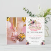 リトルパンプキンファースト誕生日フォト招待状 招待状 (スタンド正面)