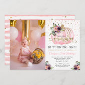 リトルパンプキンファースト誕生日フォト招待状 招待状 (正面/裏面)