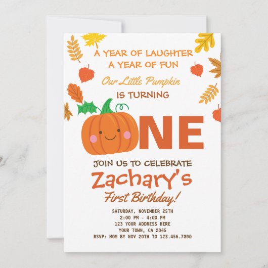 リトルパンプキンファースト誕生日招待状 招待状 (正面)