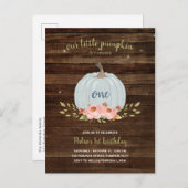 リトルパンプキンファースト誕生日第1男の子秋秋 インビテーションポストカード (正面/裏面)