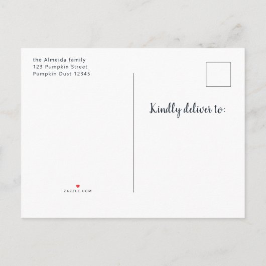 リトルパンプキンファースト誕生日第1男の子秋秋 インビテーションポストカード (裏面)