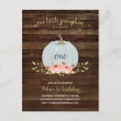 リトルパンプキンファースト誕生日第1男の子秋秋 インビテーションポストカード (正面)