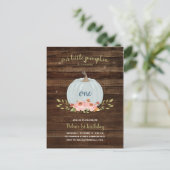 リトルパンプキンファースト誕生日第1男の子秋秋 インビテーションポストカード (スタンド正面)