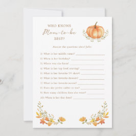 リトルパンプキンフォール｜ベイビーシャワーゲームカード 招待状
