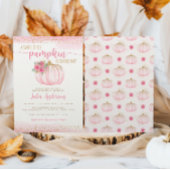リトルパンプキンフラワーウォーターカラーベイビーガールシャワー 招待状