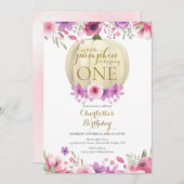 リトルパンプキンフラワーガールズ 1歳の誕生日 招待状 (正面/裏面)