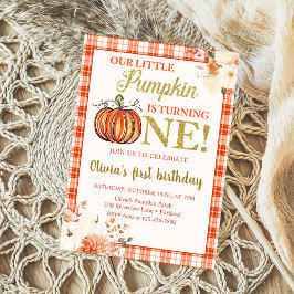 リトルパンプキンフラワーフォール1歳誕生日パーティー 招待状