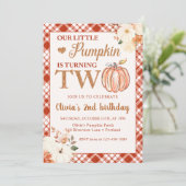 リトルパンプキンフラワーフォール2歳の誕生日パーティー 招待状 (スタンド正面)