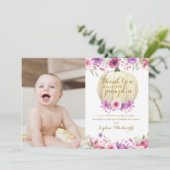 リトルパンプキンフローラ1歳の誕生日写真 サンキューカード (スタンド正面)