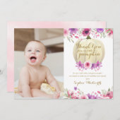 リトルパンプキンフローラ1歳の誕生日写真 サンキューカード (正面/裏面)