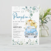 リトルパンプキンブルートラックベビーシャワー 招待状 (スタンド正面)