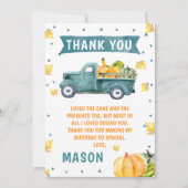 リトルパンプキンブルートラック誕生日サンキューカード 招待状 (正面)