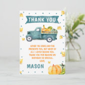 リトルパンプキンブルートラック誕生日サンキューカード 招待状 (スタンド正面)