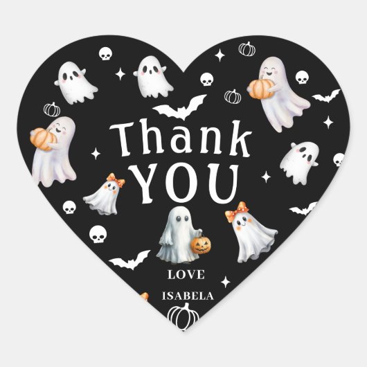 リトルパンプキンブー - ハロウィンベイビーシャワー ハートシール (正面)