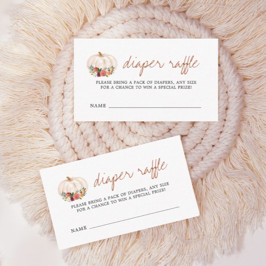 リトルパンプキンベイビーシャワーディーパーラッフルチケット エンクロージャーカード