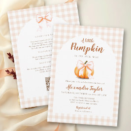リトルパンプキンボウオールワンブラッシュフォールベビーシャワー 招待状