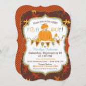 リトルパンプキンボーイ紅葉ベビーシャワー 招待状 (正面/裏面)