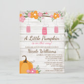 リトルパンプキンメイソンジャーズ秋ガールベビーシャワー 招待状 (スタンド正面)