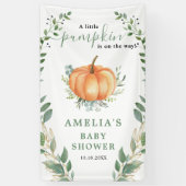 リトルパンプキン秋のグリーンゴールドベイビーシャワー 横断幕 (縦)