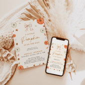 リトルパンプキン秋のベイビーシャワー、ピンクの女の子 招待状