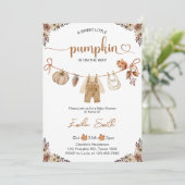 リトルパンプキン秋の花の男の子ベビーシャワー 招待状 (スタンド正面)