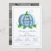 リトルパンプキン秋パンプキン男の赤ちゃんベイビーシャワー 招待状 (正面/裏面)