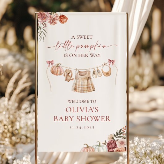 リトルパンプキン秋ピンクガールベイビーシャワーウェルカム 横断幕
