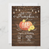 リトルパンプキン ウッド フォール 1歳の誕生日招待状 招待状 (正面)