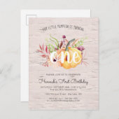 リトルパンプキン　オータム　バースデー　パーティー　ご招待 インビテーションポストカード (正面/裏面)