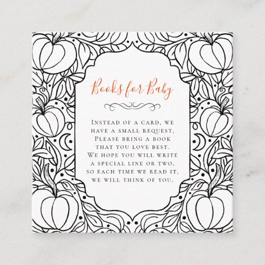 リトルパンプキン オータム フォール ハロウィン ベイビー シャワー エンクロージャーカード (正面)