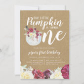 リトルパンプキン オータム フラワーファーストバースデーパーティー 招待状 (正面)