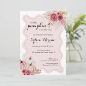 リトルパンプキン キュート ピンク ボーホー ベイビー シャワー 招待状 (スタンド正面)