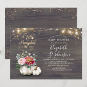 リトルパンプキン ゴールドグリッター 秋のベビーシャワー招待状 招待状 (正面/裏面)