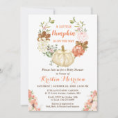 リトルパンプキン ゴールドグリッター 秋のベビーシャワー 招待状 (正面)