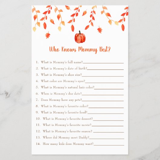 リトルパンプキン ベイビーシャワー ゲーム 誰がママを知っているのか チラシ (正面)