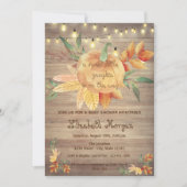 リトルパンプキン，ライト，木製の赤ちゃんシャワー 招待状 (正面)