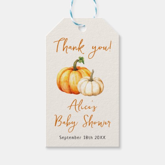 リトルパンプキン ラスティック オータム 秋のベイビーシャワー ギフトタグ (正面)