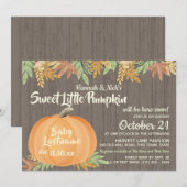リトルパンプキン ラスティック ベイビーシャワー 招待状 (正面/裏面)
