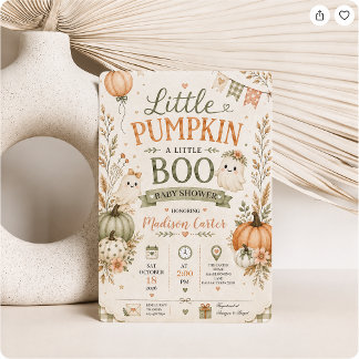 リトルパンプキン リトルブー ハロウィンベビーシャワー 招待状